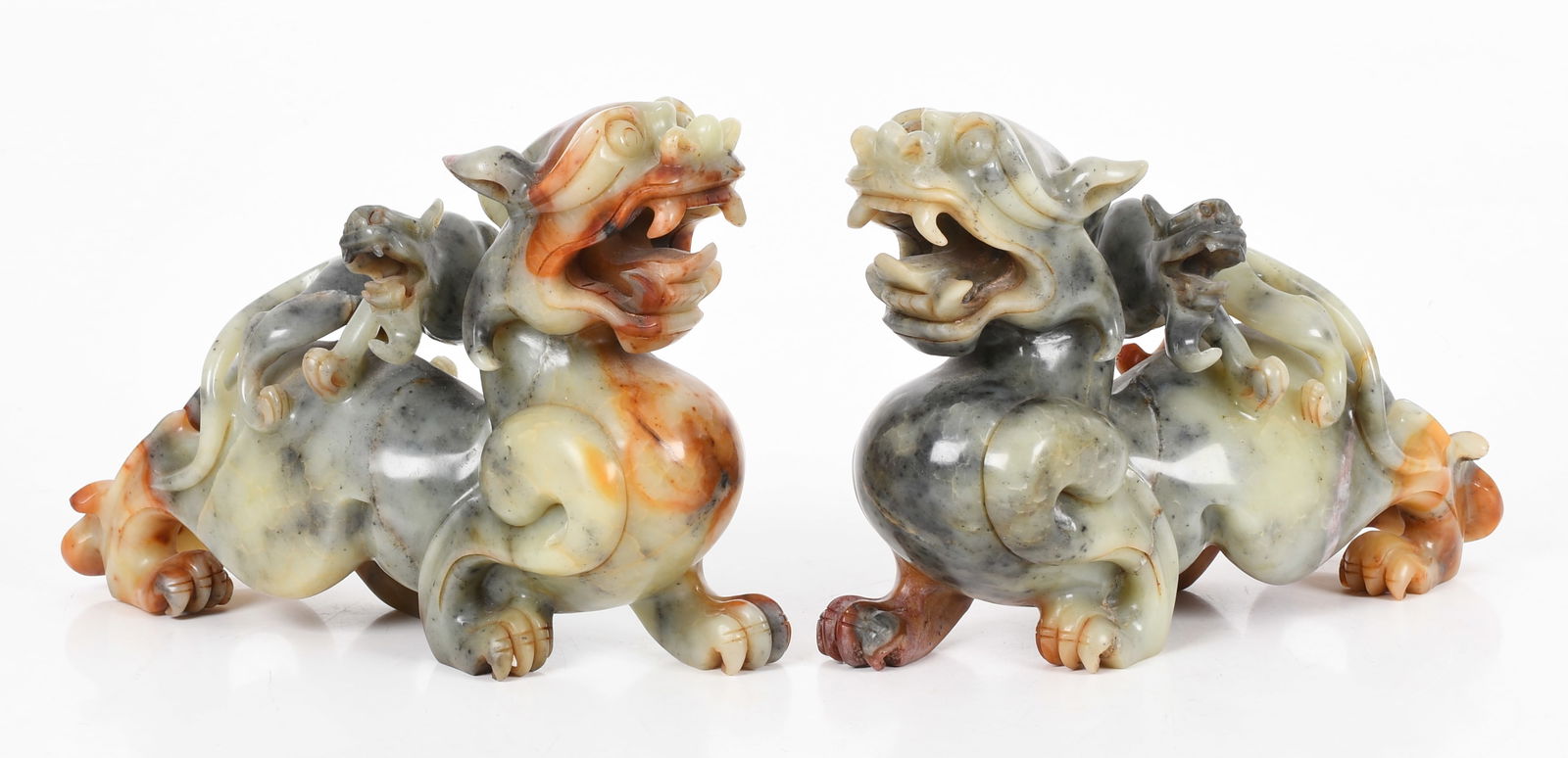 A Pair of Chinese Carved Stone Guardian Lions (1 of 8)