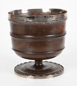 Large English Turned Exotic Hardwood Wassail Bowl, 18th Century