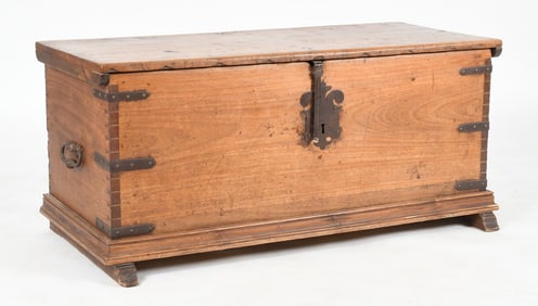 Baroque Iron Bound and Inlaid Blanket Chest, 18th Century