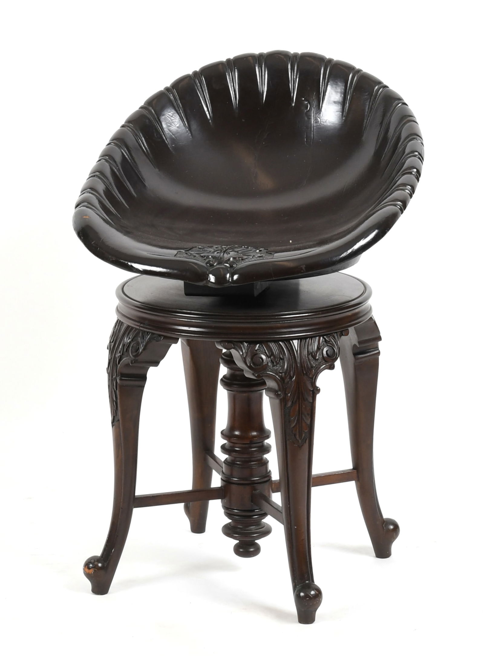 Victorian Papier Mache and Carved Mahogany Revolving Harpist's Stool (1 of 10)