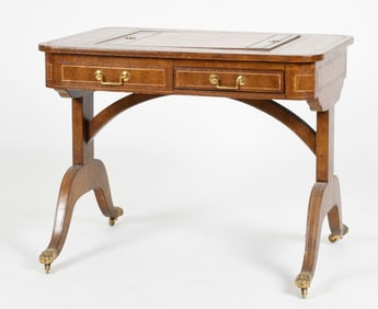 Maitland-Smith Regency Style Tooled Leather Wrapped Games Table