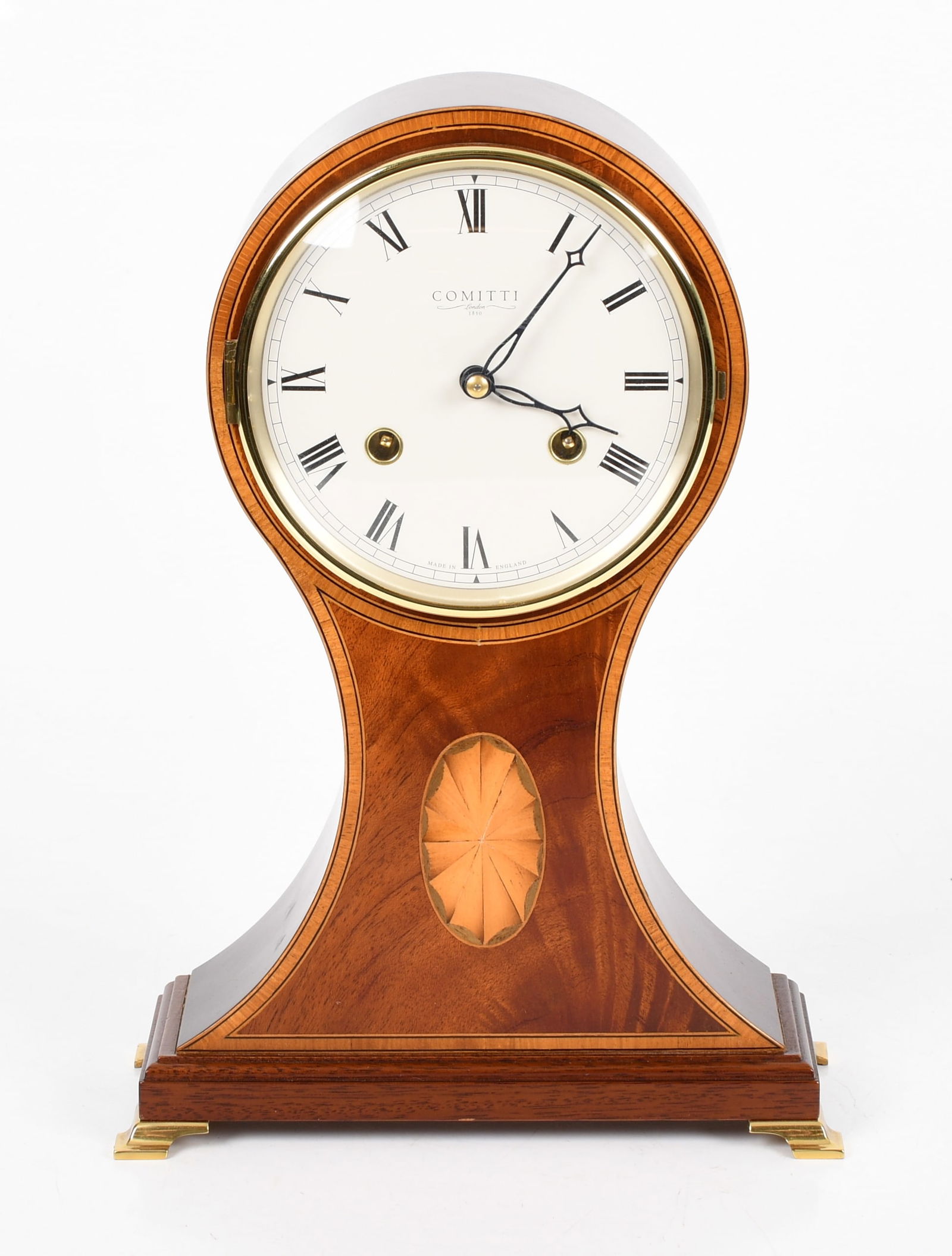Regency Style Inlaid Mahogany Mantel Clock by Comitti (1 of 10)