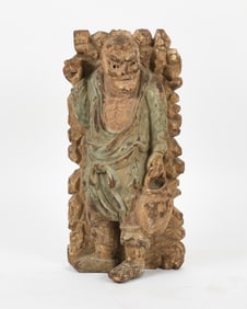 A Large Asian Wooden Carving