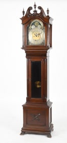 George III Style Mahogany Hall Clock, Retailed J. E. Caldwell & Co. Philadelphia