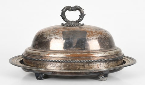 An Old Sheffield Plate Meat Dome with Tray