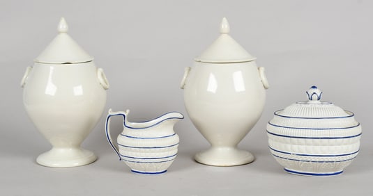 Four Pieces of Spanish and English Pottery, 19th Century