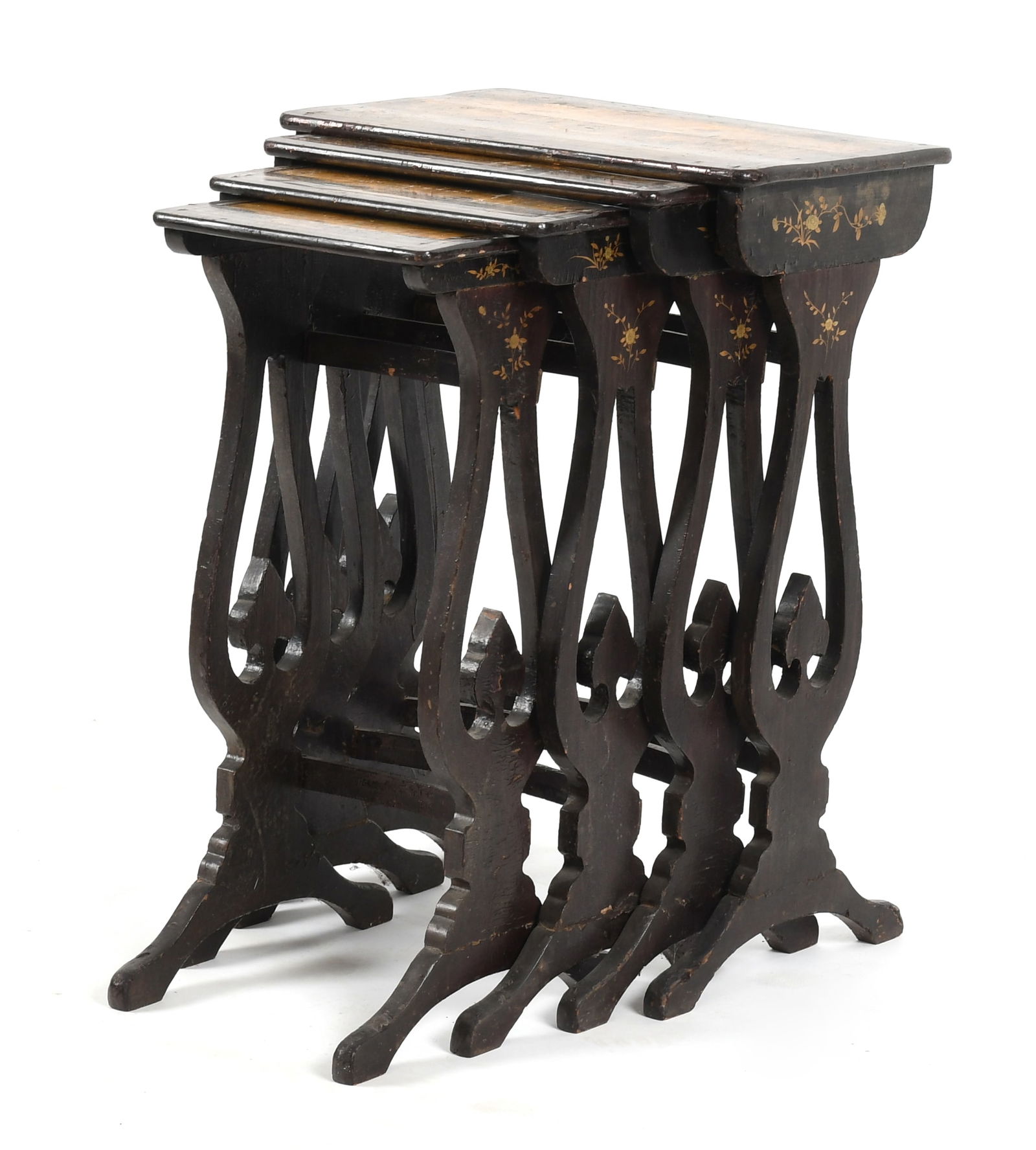 Nest of Chinese Export Black Lacquer and Parcel Gilt Occasional Tables (1 of 11)