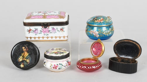 Estate Lot, Glass, Porcelain and Enamel Boxes