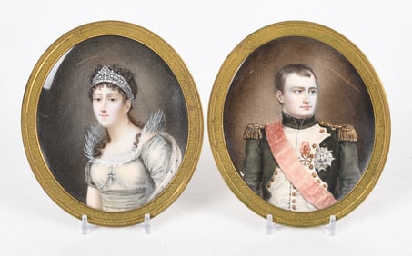 Pair of Portrait Miniatures, Napoleon and Josephine