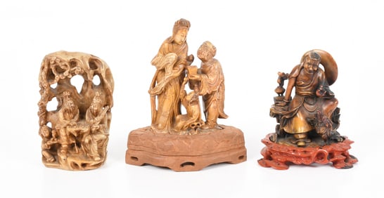 Three Chinese Soapstone Carvings