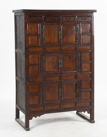Large Korean Iron Mounted Elm Tansu Chest