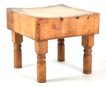 Large Square Laminated Maple Butcher Block, Early 20th Century