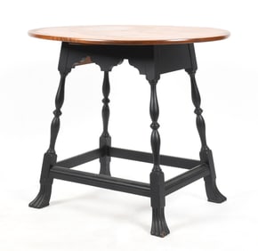 David LeFort Queen Anne Style Tiger Maple and Black-Painted Tavern Table