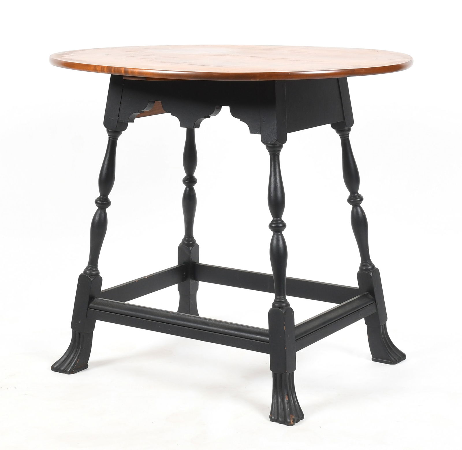 David LeFort Queen Anne Style Tiger Maple and Black-Painted Tavern Table (1 of 9)