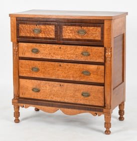 Sheraton Crossbanded Birdseye Maple and Cherry Chest of Drawers