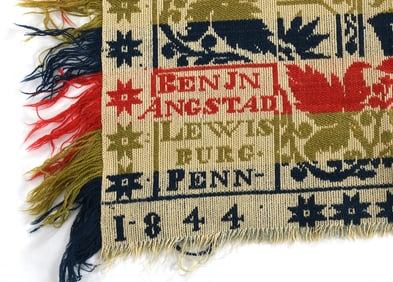 Union County, Pennsylvania Jacquard Coverlet, Lewisburg, Dated 1844