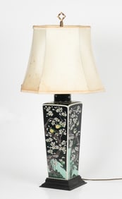 A Large Chinese Famille Noire Porcelain Lamp/Vase