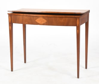 New Hampshire Federal Inlaid Mahogany and Birch Fold-Top Card Table