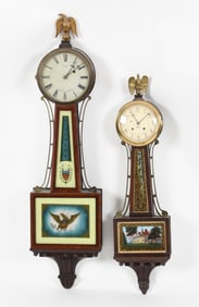 Two American Federal Style Banjo Clocks; Herschede and Chelsea