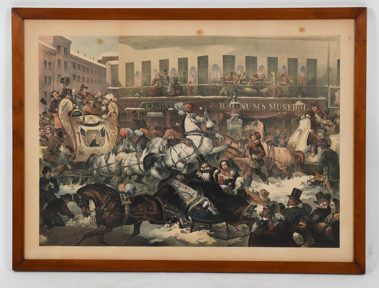 Thomas Benecke (1850 - 1860), Sleighing in New York, Color Lithograph (1 of 7)