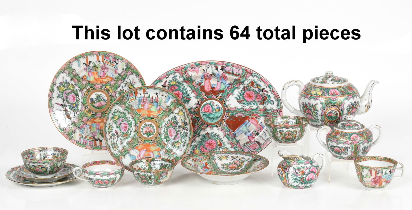 A Large Group of Chinese Rose Medallion Tableware (1 of 12)