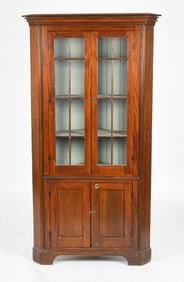Diminutive American One-Part Softwood Corner Cupboard, 19th Century