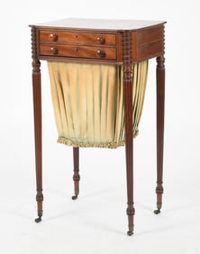 Massachusetts Federal Inlaid Mahogany Work Table, Probably Boston or Salem
