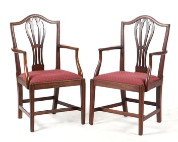 Pair of Mid-Atlantic Federal Mahogany Armchairs, Probably Maryland
