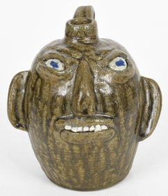 Benjamin Ray Holcombe, Georgia Alkaline Glazed Stoneware Face Jug, 2002