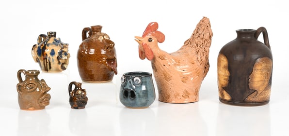 Seven Pieces of Southern Folk Pottery, Dated 1993-2004