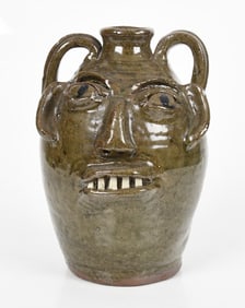 Burlon Craig (North Carolina, 1914-2002) Alkaline Glazed Stoneware Face Jug