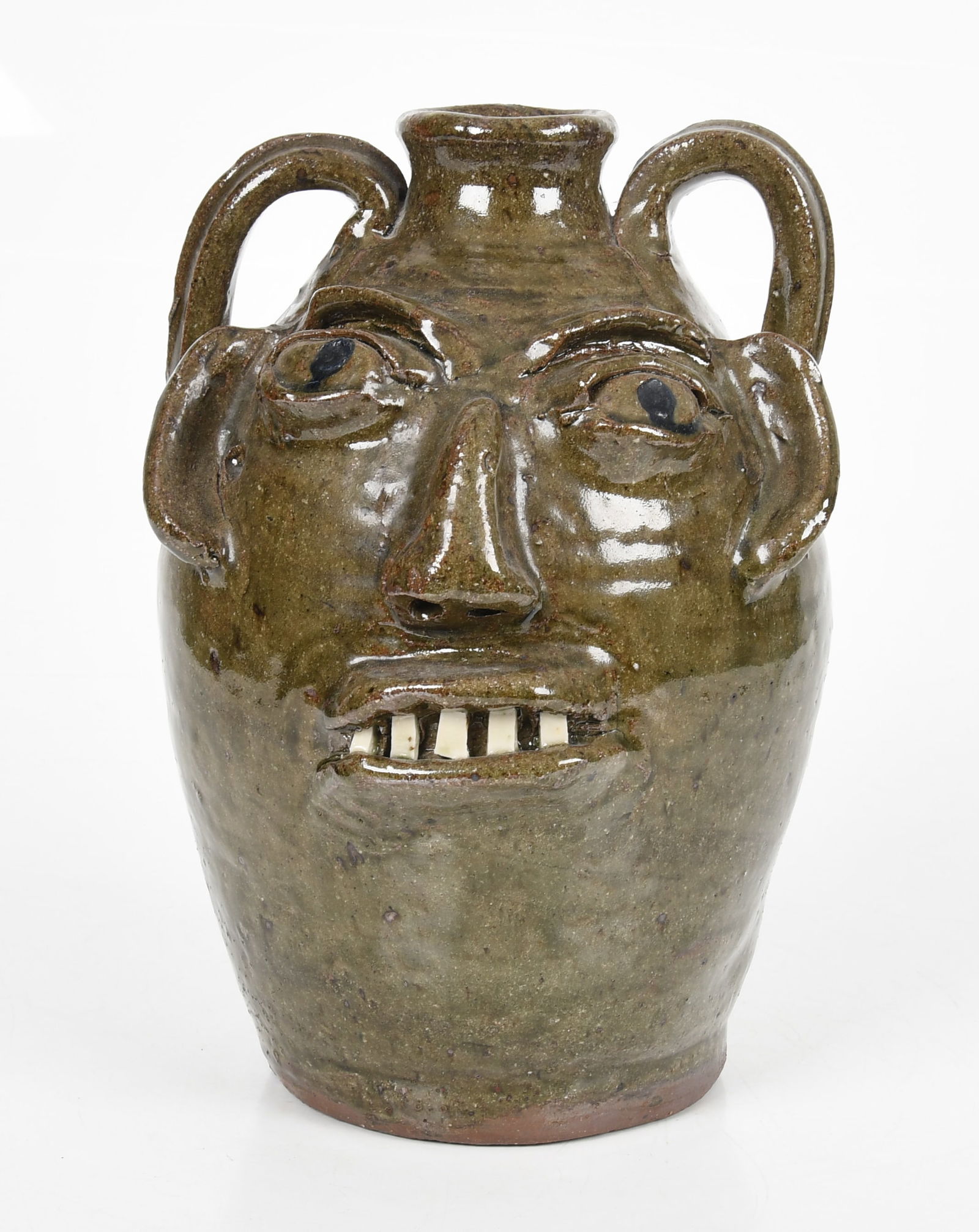 Burlon Craig (North Carolina, 1914-2002) Alkaline Glazed Stoneware Face Jug (1 of 8)
