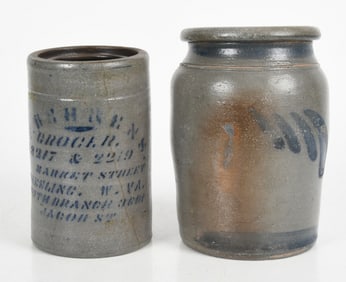 Two Western Pennsylvania Salt Glazed Stoneware Canning Jars, Circa 1875