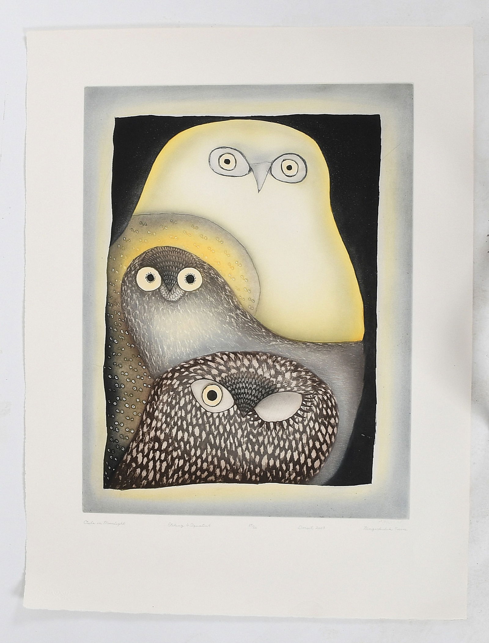 Ningeokuluk Teevee (Born 1963) Owls in Moonlight (1 of 6)