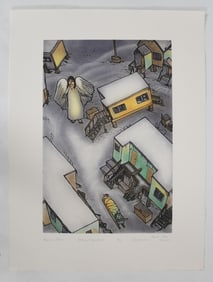 Shuvinai Ashoona (Inuit, 20th c./Modern) Angel In Town
