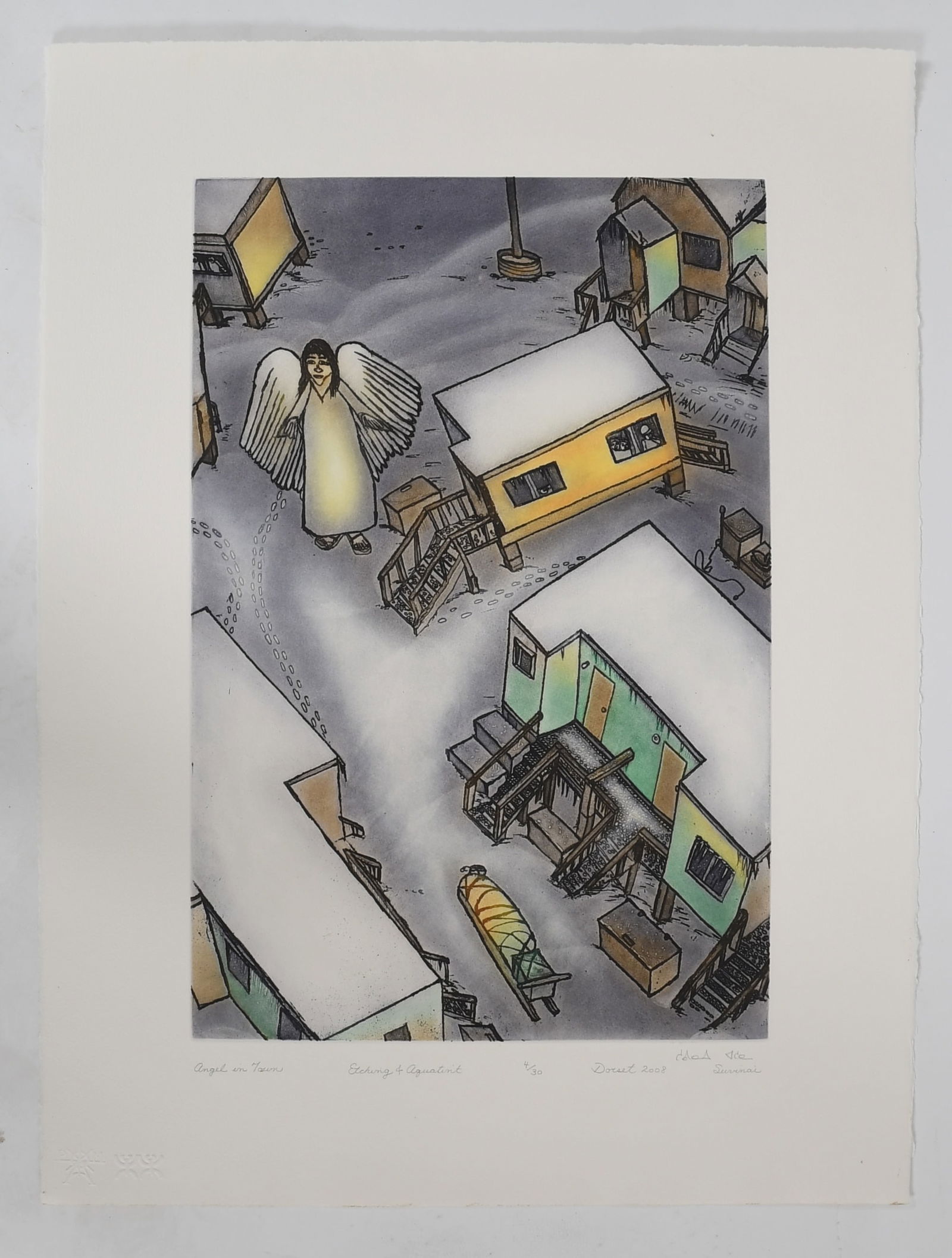 Shuvinai Ashoona (Inuit, 20th c./Modern) Angel In Town (1 of 5)