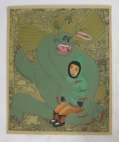 Shuvinai Ashoona (Inuit, 20th c./Modern) Scary Dream