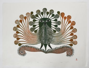Kenojuak Ashevak (Inuit, 1927-2013) Owl and Caterpillar