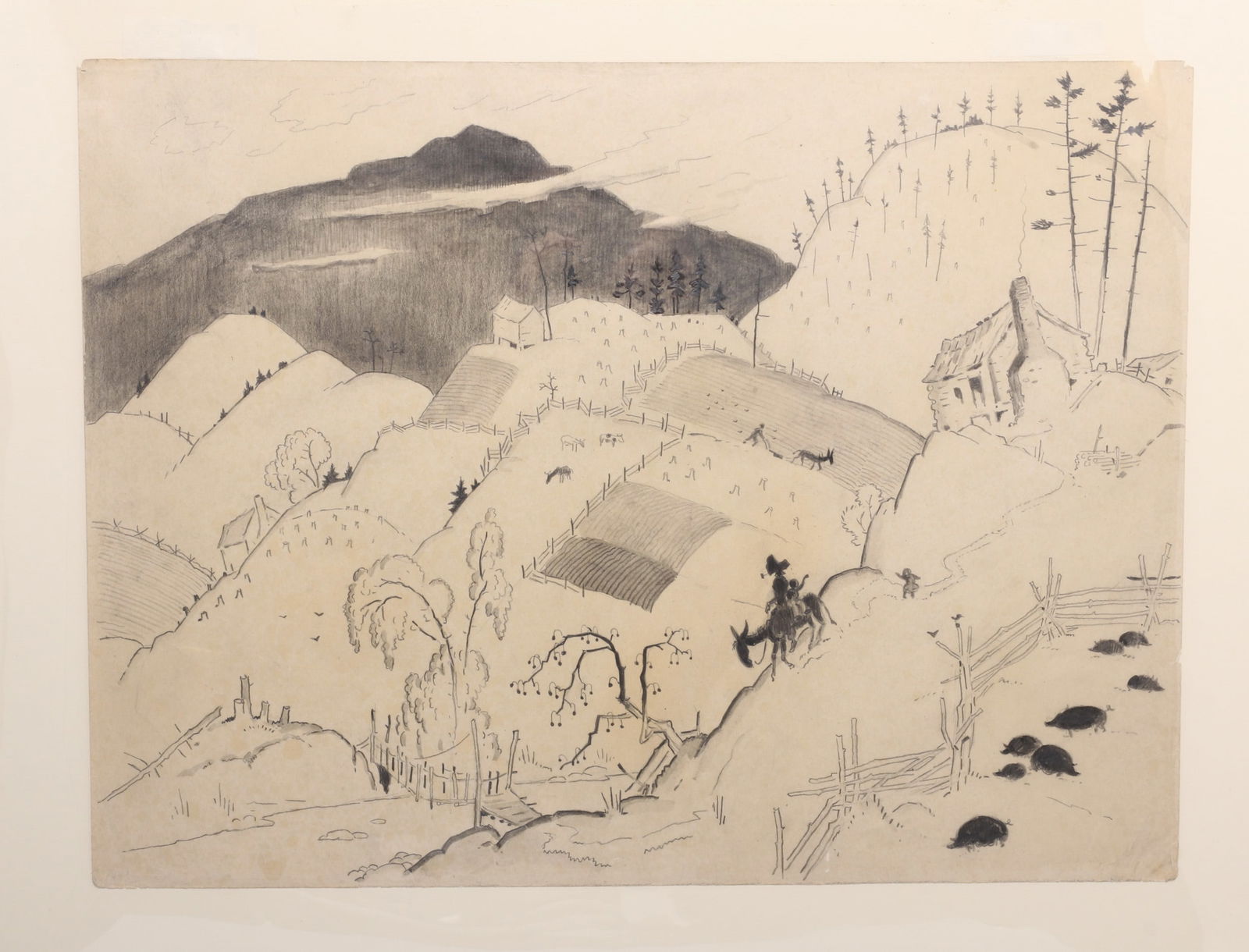 Harrison Cady (1877 - 1970), Pencil on Paper "A Mountain Farm" (1 of 5)