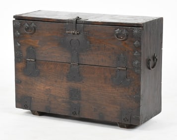 Korean Iron Mounted Hardwood Bandaji / Blanket Chest