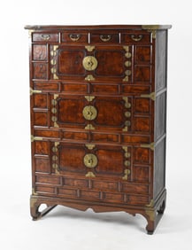 Large Korean Brass Mounted ElmTansu Chest