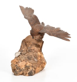 A Hand Carved Great Horned Owl by Ed Magargee