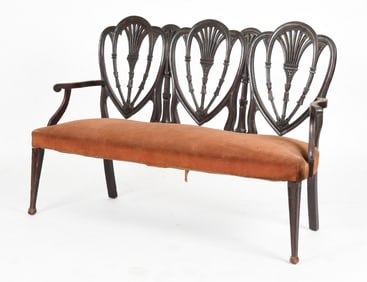 George III Style Carved Mahogany Triple Back Settee, 19th Century