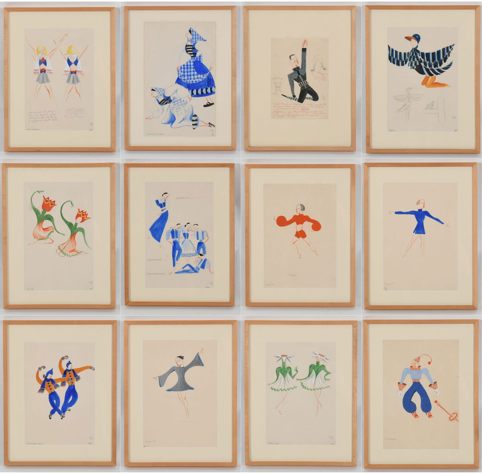 Twelve German Costume Design Watercolors c. 1925 (1 of 16)