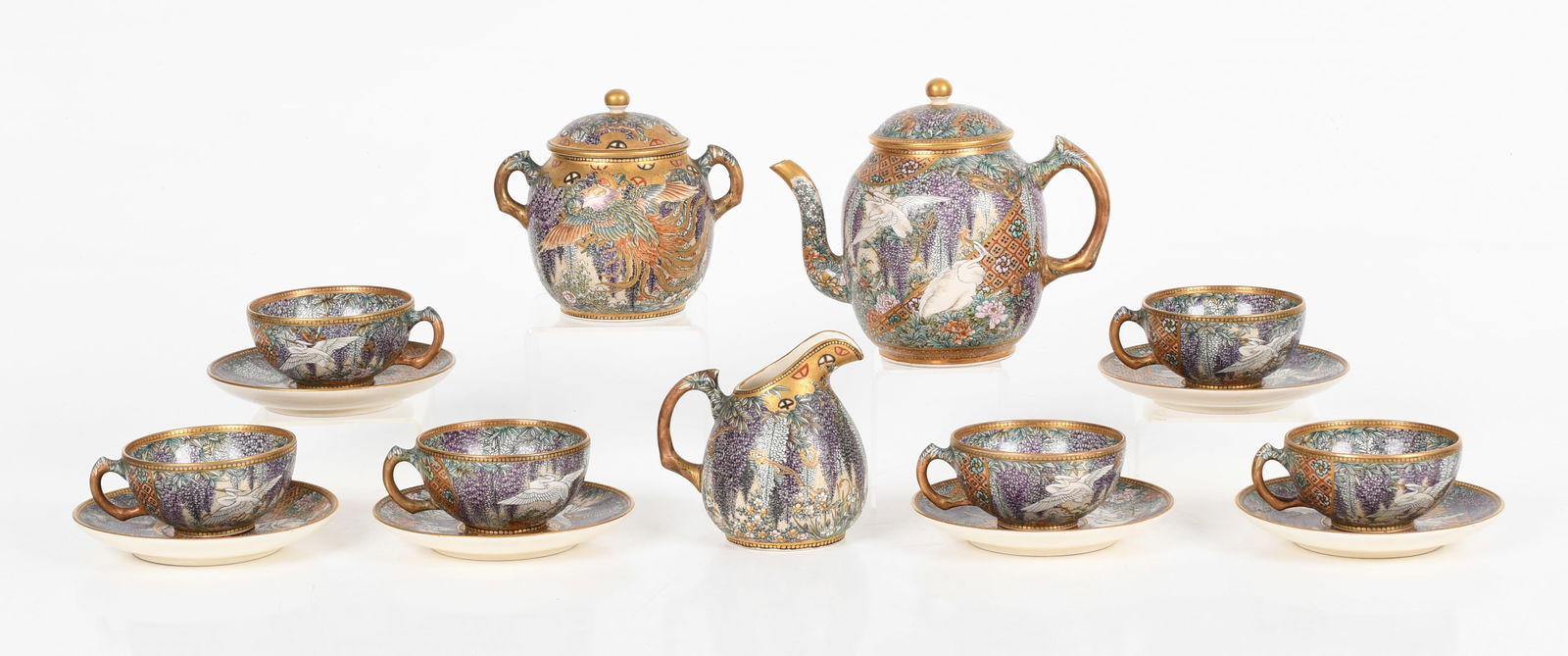 A Meiji Period Japanese Satsuma Tea Set (1 of 15)