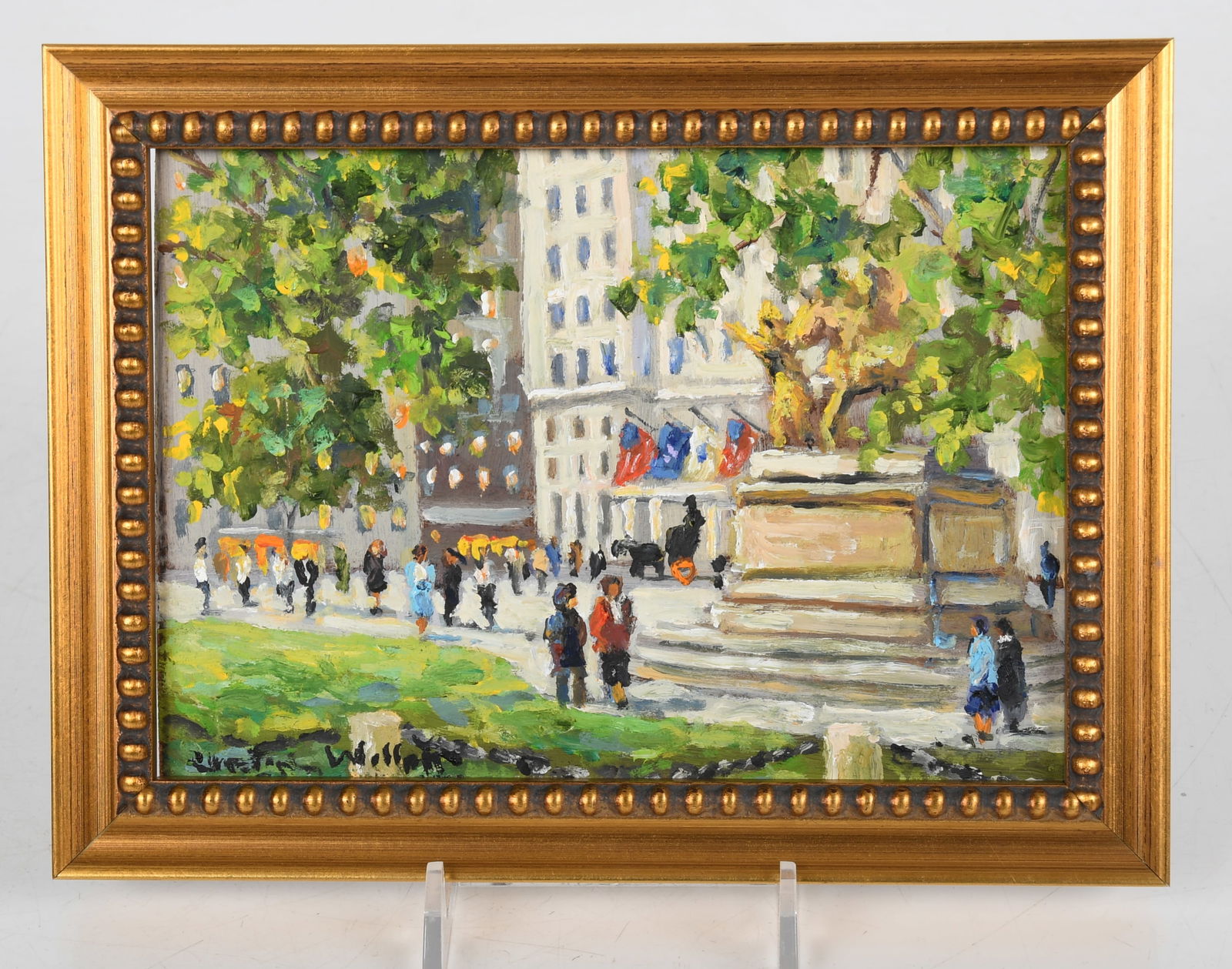Christopher G. Willett (Born 1959) Plaza Hotel, NY: Christopher G. Willett (Born 1959) Plaza Hotel, NY Oil on board, signed at the lower left. Dimensions: 5in x 7in, the frame 6in x 8in. 