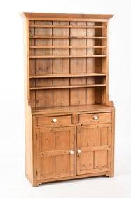 Irish Provincial Scrubbed Pine Stepback Cupboard / Dresser, 19th Century