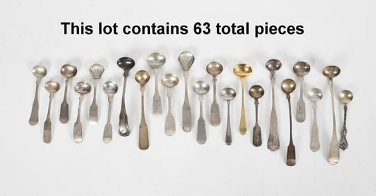 A Large Group of Coin Silver Salt Spoons