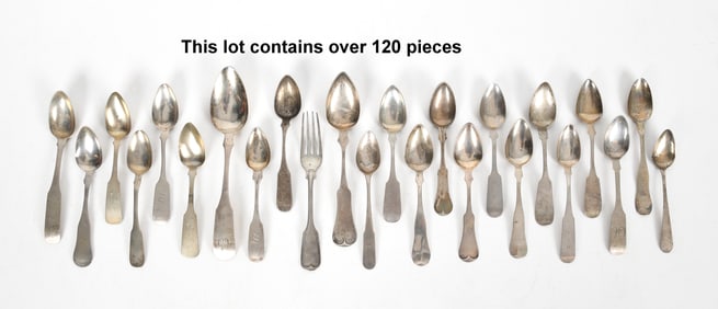 A Large Group of Coin Silver Spoons