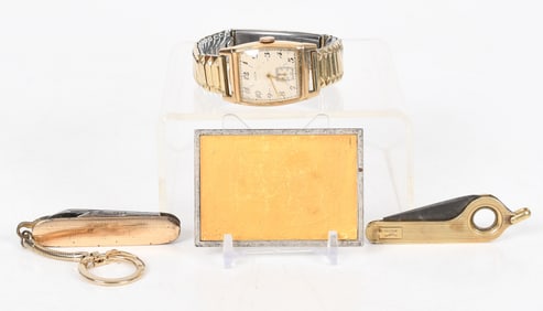 A 14k Gold Pen Knife, Elkin Watch, Etc...